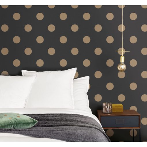 Fekte pöttyös tapéta, pöttyös tapéta, arany pöttyös tapéta