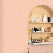 Edgar, luxus tapéta, modern tapéta, legyező mintás tapéta, világos tapéta, lazac színű tapéta 