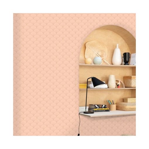 Edgar, luxus tapéta, modern tapéta, legyező mintás tapéta, világos tapéta, lazac színű tapéta 