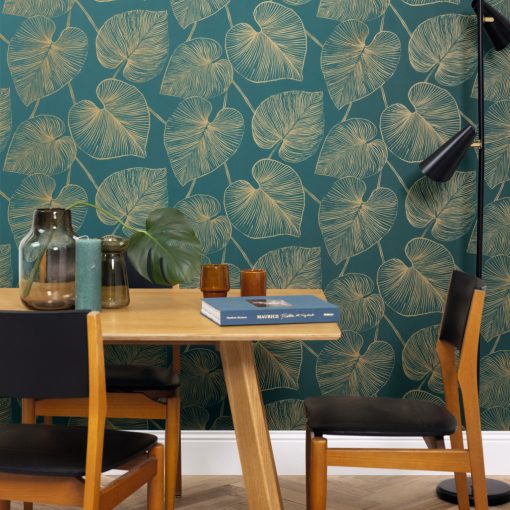 Magistral tapétatrend levél mintás tapéta türkiz tapéta
