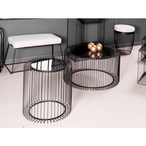 Kicsi acélhuzal dohányzóasztal, kisasztal, lerakó asztal, gödöllő bútor, luxus asztal