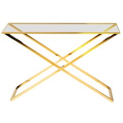 Art Deco konzolasztal, gödöllő bútor, üveg asztal, arany színű asztal, luxus asztal, elegáns asztal