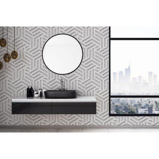 Tapéta 3D-s geometriai mintával, tapéta előszobába