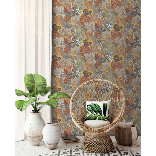 Tapéta levél mintával, trópusi mintás tapéta, növény mintás tapéta