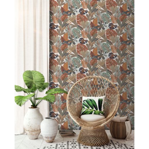 Tapéta levél mintával, trópusi mintás tapéta, növény mintás tapéta