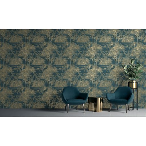 Trópusi mintás tapéta, tájképet ábrázoló tapéta, pálmafás tapéta