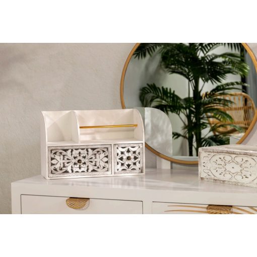 fiókos tároló, dekoráció, ceruzatartó, smink tartó, vintage doboz, vintage dekoráció