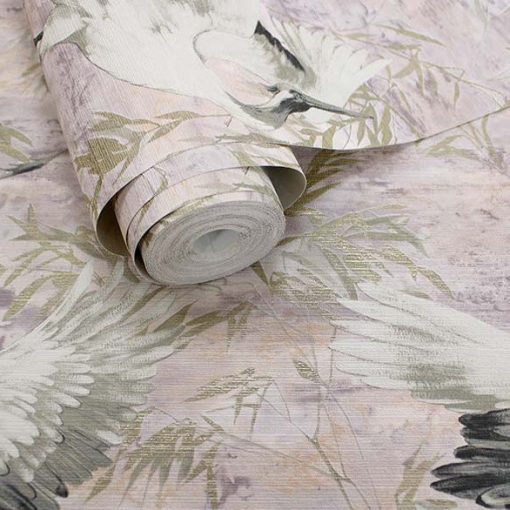 Sarus Rózsaszín vinyl tapéta daru madarakkal