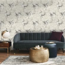 Sarus Bézs vinyl tapéta daru madarakkal