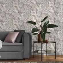 Aralia Levél mintás rózsaszín vinyl tapéta