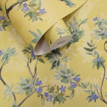 Folia Okkersárga színű erdei virág mintás vinyl tapéta