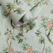 Folia Világoskék színű erdei virág mintás vinyl tapéta