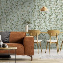 Folia Világoskék színű erdei virág mintás vinyl tapéta