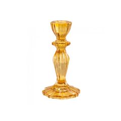 Borostyán üveg gyertyatartó 15cm