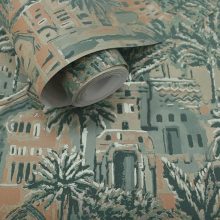 Tipaza Pálmafa mintájú zöld tapéta