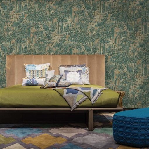 Tipaza Pálmafa mintájú zöld tapéta