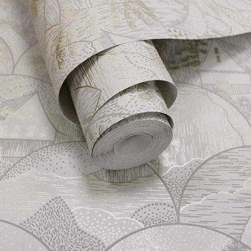 Teshio Szürke tájkép mintás tapéta