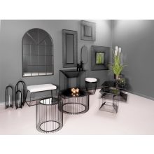 Nagy acélhuzal dohányzóasztal , fekete kisasztal, lerakó asztal, gödöllő bútor, luxus asztal