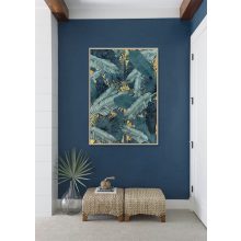 LEAVES Arannyal megszórt türkiz kép virágmotívummal