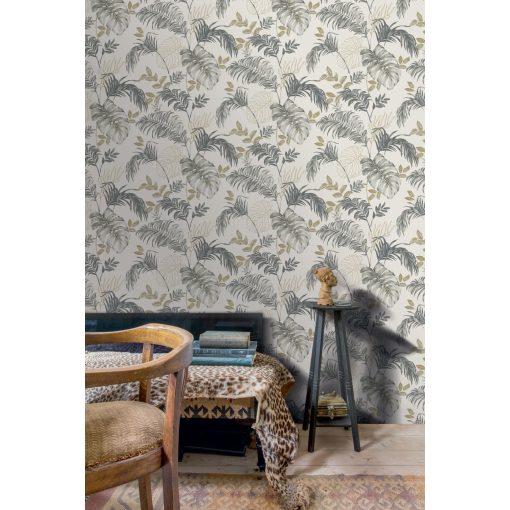 Pálmalevél mintás tapéta, trópusi mintás tapéta, levél mintás tapéta