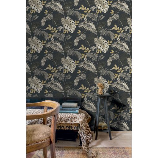 Pálmalevél mintás tapéta, trópusi mintás tapéta, levél mintás tapéta