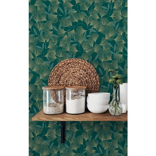 Ginkgo levél mintás tapéta, levél mintás tapéta