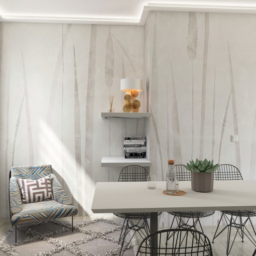 Swing      Növény mintás tapéta kék és bézs színekben