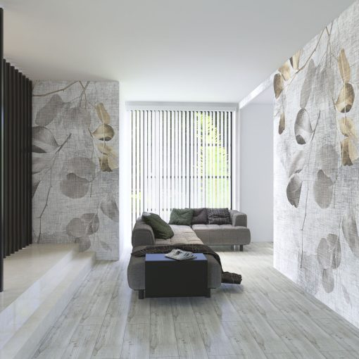 September      Levél mintás tapéta barna és arany színekben