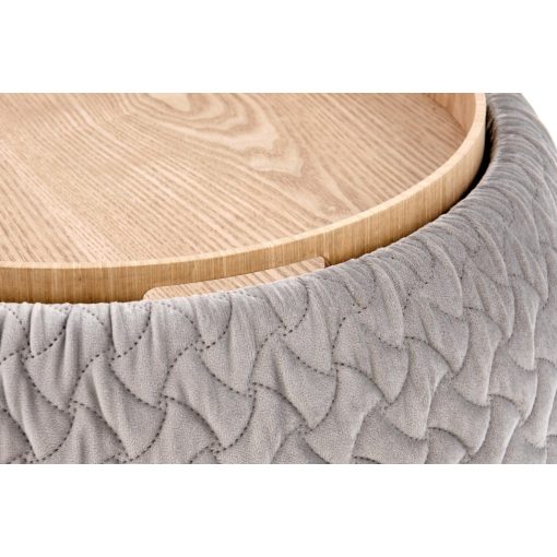 Szürke puff belső tárolóval és tálcával BONO