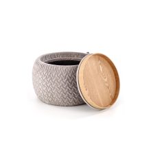 Szürke puff belső tárolóval és tálcával BONO