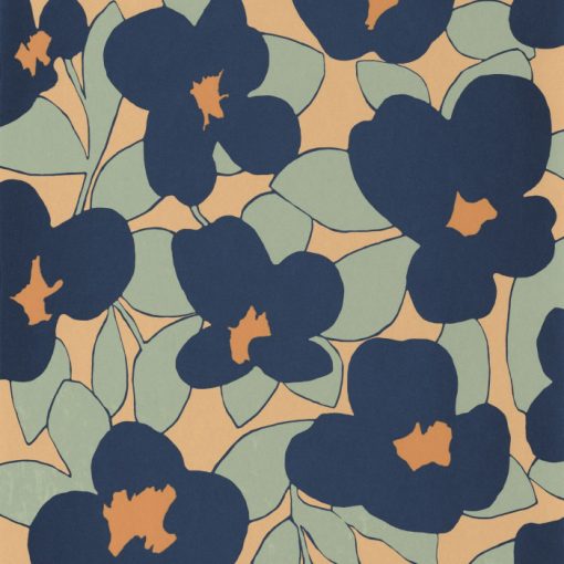 FLOWER POWER kék virágos tapéta