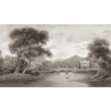 Park, tájkép mintás tapéta, szürke tapéta