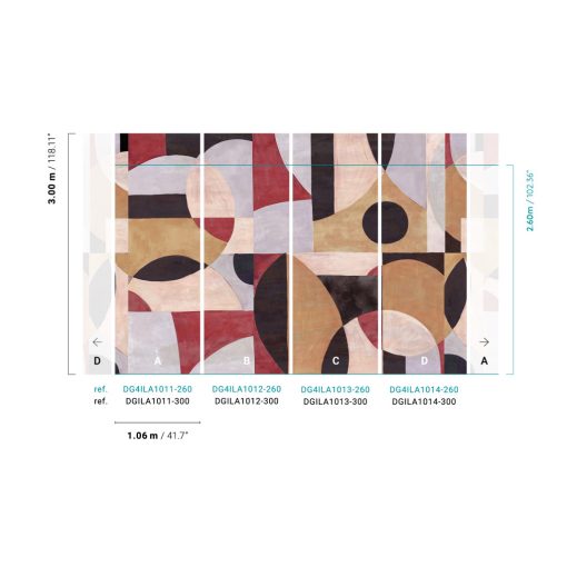 Patina, geometriai mintás tapéta, színes tapéta, tapéta dolgozószobába