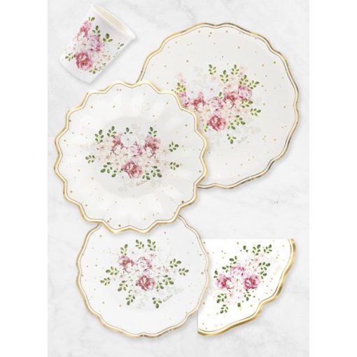 Vintage tányér, papírtányér, party dekoráció, kertiparty dekor, zsúr dekoráció, party evőeszköz