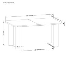 Elefante étkezőasztal, kihúzható étkezőasztal, Bővíthető ebédlőasztal, tkezőasztal