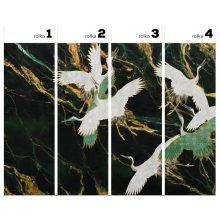 Emerald Tsuru  Daru mintás tapéta, Fekete tapéta, Zöld tapéta