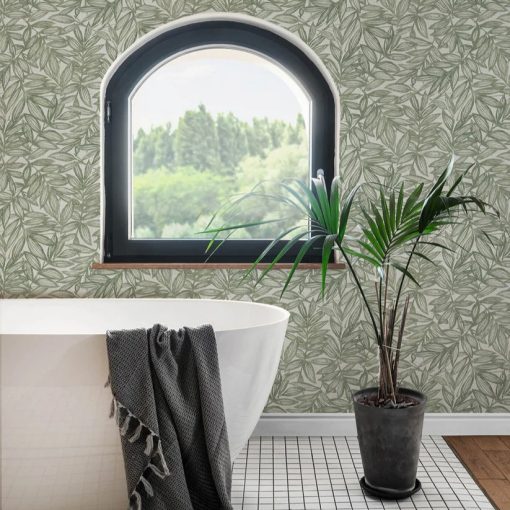 Rhythmic Leaf levél mintás tapéta, növény mintás tapéta,  textil hatású tapéta