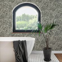 Rhythmic Leaf levél mintás tapéta, növény mintás tapéta,  textil hatású tapéta