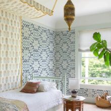 Solola Ikat geometriai mintás tapéta, tapéta hálószobába, egyedi mintás tapéta