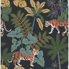 Caspian Jungle állat mintás tapéta, dzsungel mintás tapéta, trópusi mintás tapéta, tapéta gyerekszobába