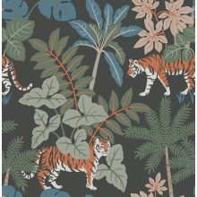 Caspian Jungle állat mintás tapéta, dzsungel mintás tapéta, trópusi mintás tapéta, tapéta gyerekszobába