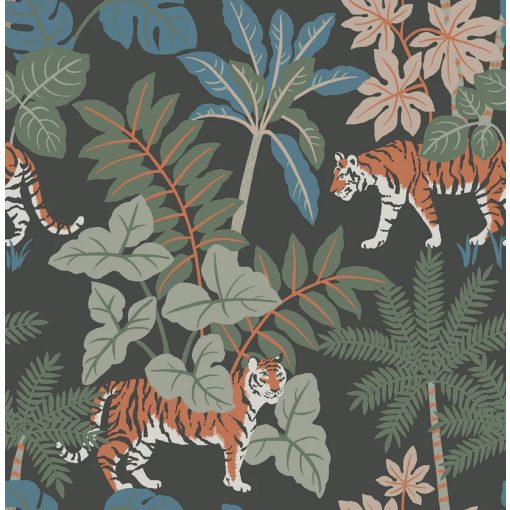 Caspian Jungle állat mintás tapéta, dzsungel mintás tapéta, trópusi mintás tapéta, tapéta gyerekszobába