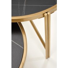 Elegáns kétrészes márvány lerakóasztal, márvány mintás lerakóastal, fekete lerakóasztal, arany lerakóasztal