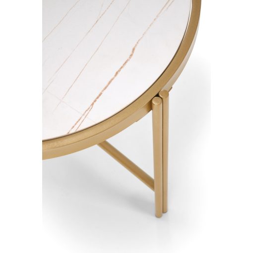 Elegáns kétrészes lerakóasztal márvány mintás lerakóasztal, arany lerakóasztal