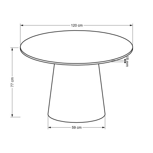 Kerek letisztult étkezőasztal, fekete étkezőasztal