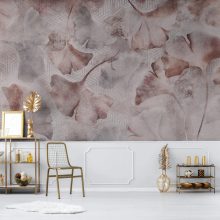 Ginza  Levél mintás tapéta, Rózsaszín tapéta