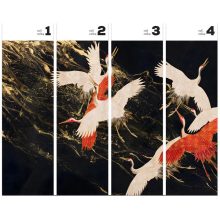 Glory Tsuru  Daru mintás tapéta, Fekete tapéta, Arany tapéta