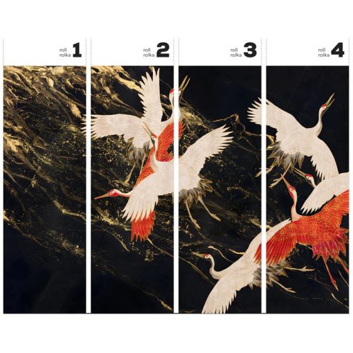 Glory Tsuru  Daru mintás tapéta, Fekete tapéta, Arany tapéta