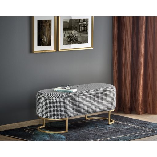 Fekete/fehér puff belső tárolóval, pad tárolóval előszobába