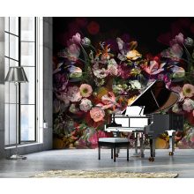 Flower explosion dark Nagy virágokkal díszített poszter tapéta